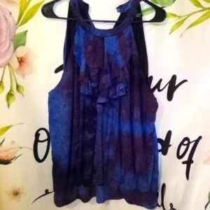 Lane Bryant 26-28 Tye-Dye sleeveless ruffle